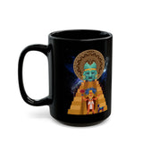 Celestial Aztec Ritual Illustration Black Mug