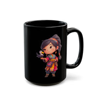 Chibi Inca Girl with Baby Condor Black Mug