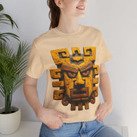 Ancient Andean Warrior Mask Golden Glyph Style Unisex T-Shirt