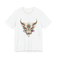 Sacred Floral Cow Skull Mandala Illustration Unisex T-Shirt