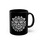 Andean Dual God Symmetry Tribal Glyph Style Black Mug