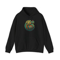 Colorful Quetzalcoatl Sun Serpent Glyph Style Unisex Hoodie