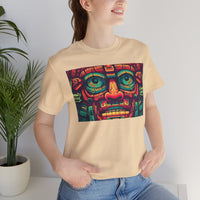 Neon Aztec Mask God Illustration Unisex T-Shirt