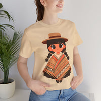 Cartoon Girl in Traditional Poncho Peru Unisex T-Shirt