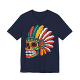 Aztec Feathered Skull Fiesta Illustration Unisex T-Shirt