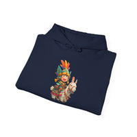 Chibi Inca Warrior Riding Llama Cartoon Unisex Hoodie