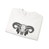 Aztec Western Bull Skull Longhorn Illustration Unisex Sweatshirt