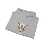 Sacred Floral Cow Skull Mandala Illustration Unisex Hoodie