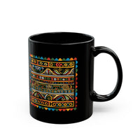 Pre-Columbian Tribal Stripe Pattern Black Mug