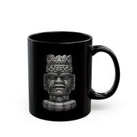 Mesoamerican Monolith Head Black Mug