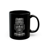 Mesoamerican Monolith Head Black Mug