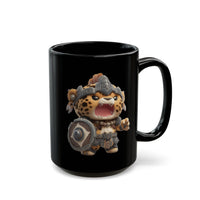 Chibi Mayan Jaguar Warrior Cartoon Style Black Mug