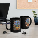 Aztec Turquoise Cactus Desert Landscape Black Mug