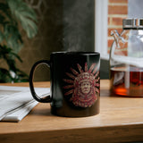 Aztec Sun Chief Feather Headdress Black Mug