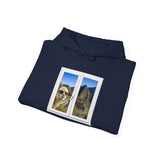 Funny Llama at the Window with Machu Picchu View Unisex Hoodie