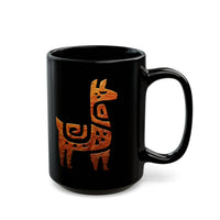Inca Llama Rock Carving Style Black Mug