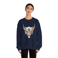 Sacred Floral Cow Skull Mandala Illustration Unisex Sweatshirt