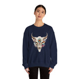 Sacred Floral Cow Skull Mandala Illustration Unisex Sweatshirt