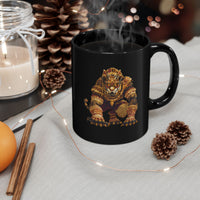 Pixel Art Mayan Jaguar Warrior Black Mug