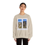 Funny Llama at the Window with Machu Picchu View Unisex Sweatshirt