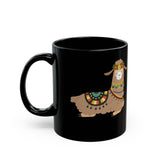 Resting Alpaca In Traditional Ornaments Black Mug