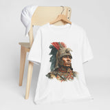 Inca Warrior Watercolor Art and Tribal Pattern Unisex T-Shirt