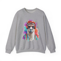 Hippie Llama in Sunglasses Watercolor Style Unisex Sweatshirt