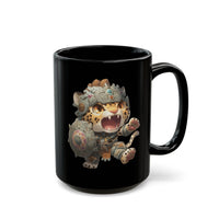 Chibi Mayan Jaguar Warrior with Tribal Shield Black Mug