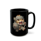 Chibi Mayan Jaguar Warrior with Tribal Shield Black Mug