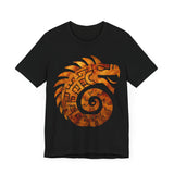 Spiral Quetzalcoatl Feathered Serpent Glyph Style Unisex T-Shirt