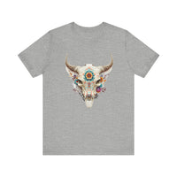 Sacred Floral Cow Skull Mandala Illustration Unisex T-Shirt