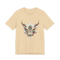 Sacred Floral Cow Skull Mandala Illustration Unisex T-Shirt