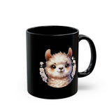 Inca Andean Llama Baby Face Illustration Black Mug