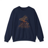 Tribal Volcano with Smoke Spirals Glyph Style Unisex Sweatshirt