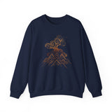 Tribal Volcano with Smoke Spirals Glyph Style Unisex Sweatshirt