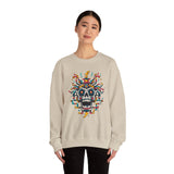 Funny Aztec Skull with Neon Circuits Unisex Sweatshirt
