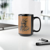 Jaguar Warrior Ink Portrait Black Mug