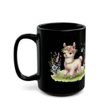 Baby Llama Inca Blossom Crown Black Mug