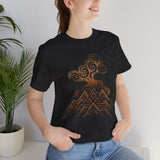 Tribal Volcano with Smoke Spirals Glyph Style Unisex T-Shirt