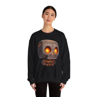 Glow-Eyed Tribal Stone Skull Unisex Sweatshirt
