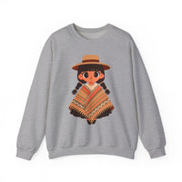 Cartoon Girl in Traditional Poncho Peru Unisex Sweatshirt
