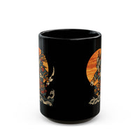 Aztec Samurai Wave Style Black Mug 11oz
