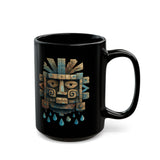 Tlaloc Ancient Rain Mask Glyph Black Mug