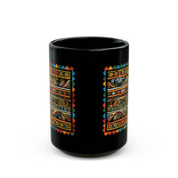 Pre-Columbian Tribal Stripe Pattern Black Mug
