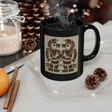 Twin Tribal Harmony Glyph Symmetrical Design Black Mug
