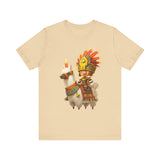 Cute Chibi Inca Warrior and Llama Cartoon Unisex T-Shirt