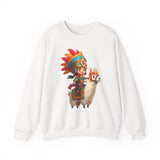 Colorful Chibi Inca Rider and Fluffy Llama Unisex Sweatshirt