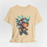 Cyber Aztec Chibi Warrior Neon Style Unisex T-Shirt
