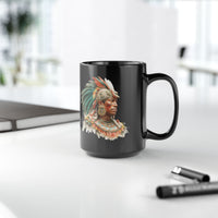 Maya Elder Warrior Watercolor Portrait Black Mug