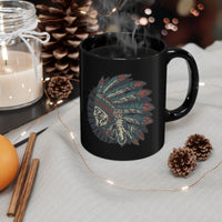 Vintage Native American Headdress Graphic Black Mug
